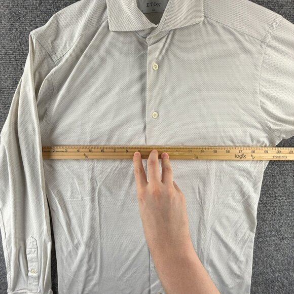 Eton Romania Nylon Spandex Gray Geometric Slim Two-Way Stretch 15.5 Elegant Work - Picture 5 of 16